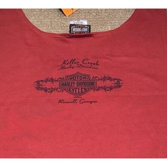 Harley Davidson Tank Top Wom 1X Red Orange Eagle Rhinestone 2007 Killer Creek GA - Picture 13 of 13